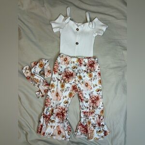 Floral Baby Outfit with Headband